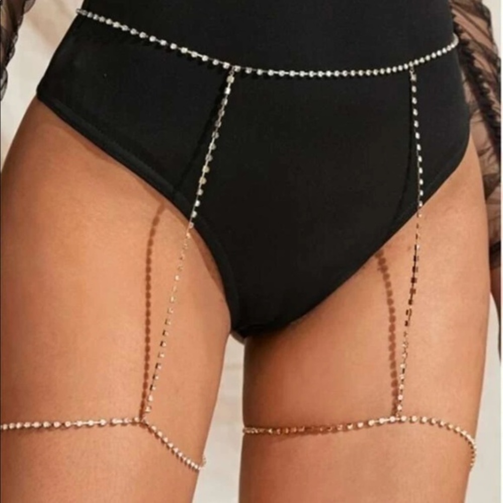 💋 Rhinestone waist chain - Gold
